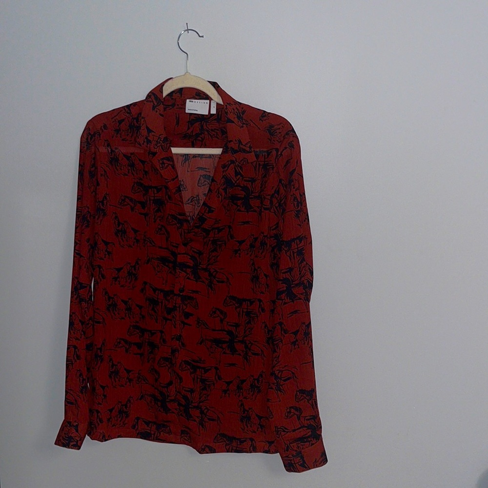 ASOS Design red sheer horse shirt, men’s size medium, slim fitting